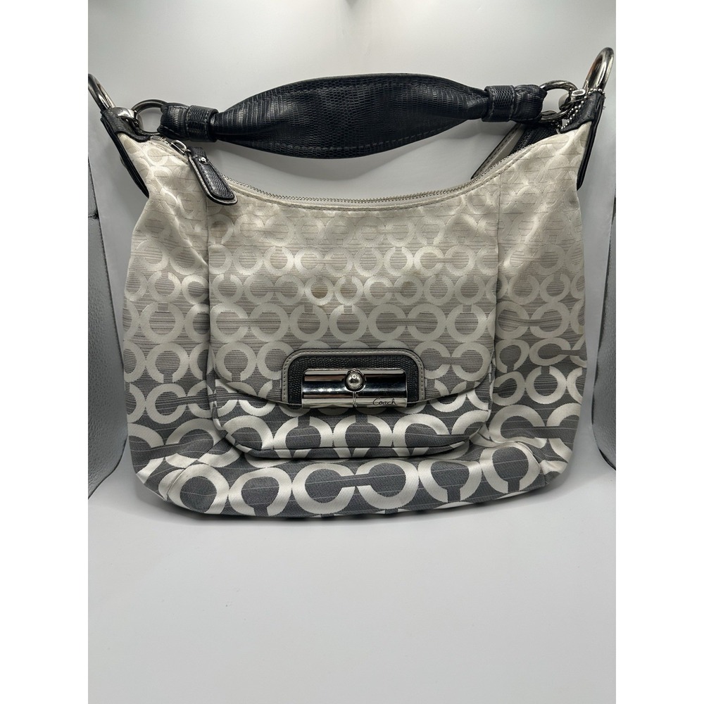 Coach Op Art Ombre Kristen‎ Shoulder Bag Purse 16793 Gray White